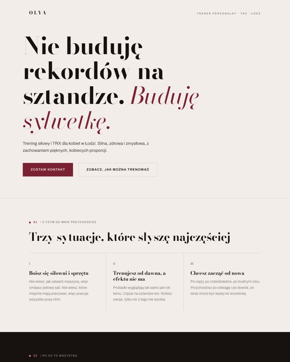 Podgląd strony internetowej trenerki personalnej