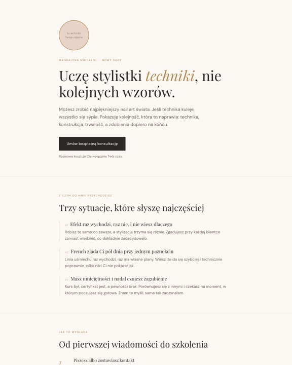 Podgląd strony internetowej stylistki paznokci