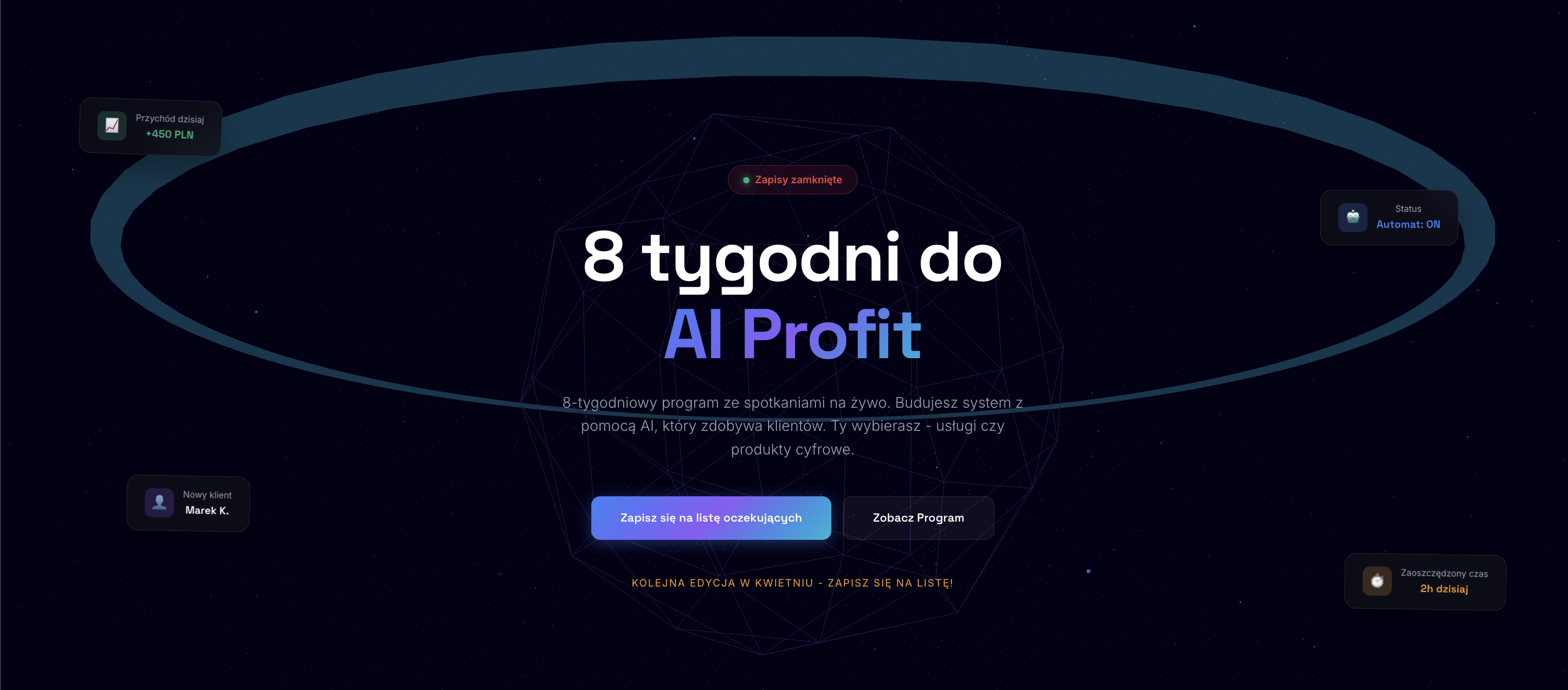 AI Profit System - strona programu z AI